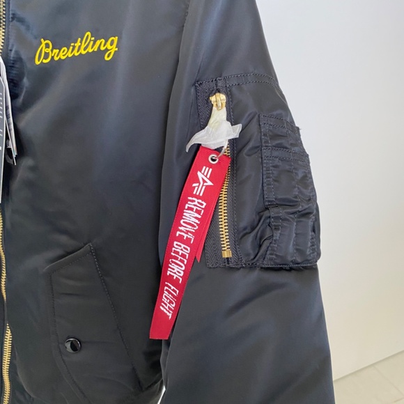 Limited Edition: Alpha Industries BREITLING Logo MA-1 Bomber Jacket Black Size S